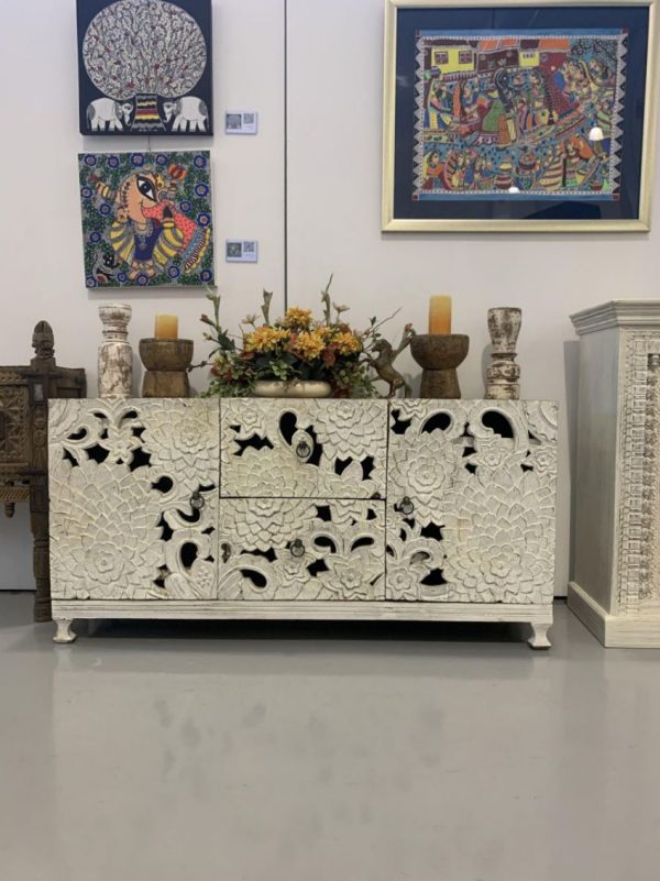 Carved Indian tv Console