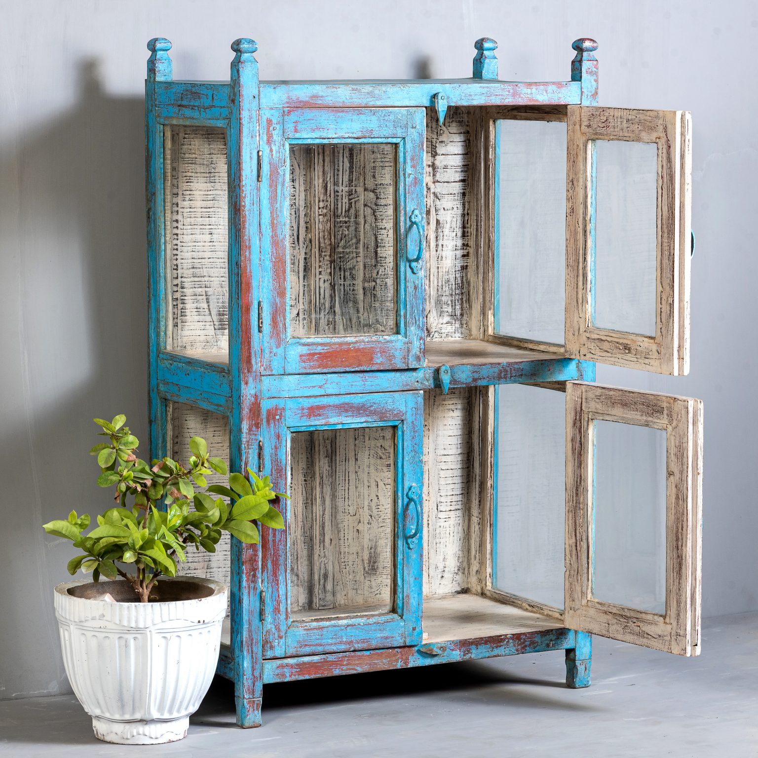 Blue Bar Cabinet - Chisel and Log