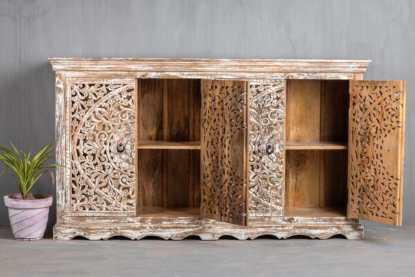 Buy Indian carved sideboards in Singapore- Chisel & Log