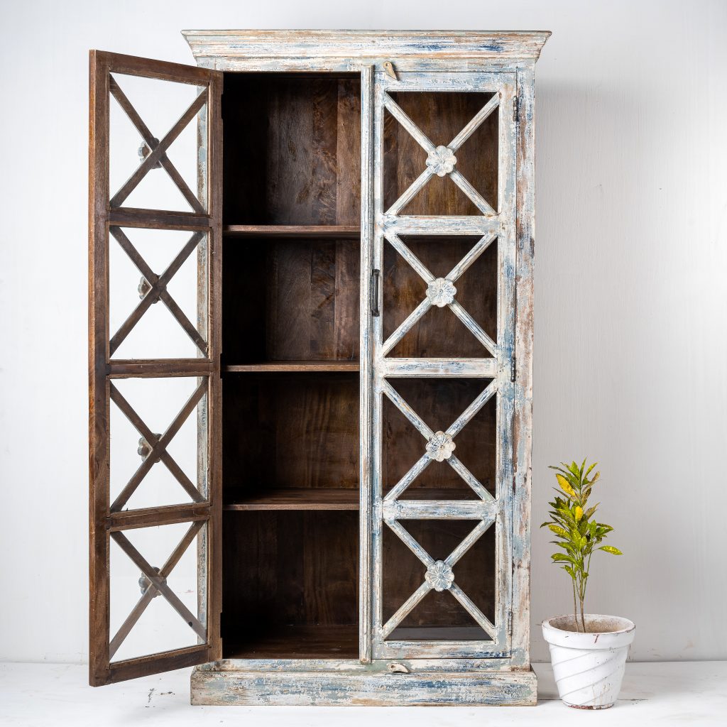 Indian wood display cabinet