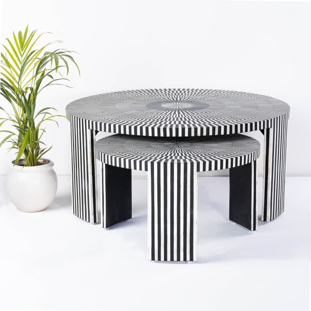 Bone Inlay Nesting Coffee Table - Chisel and Log
