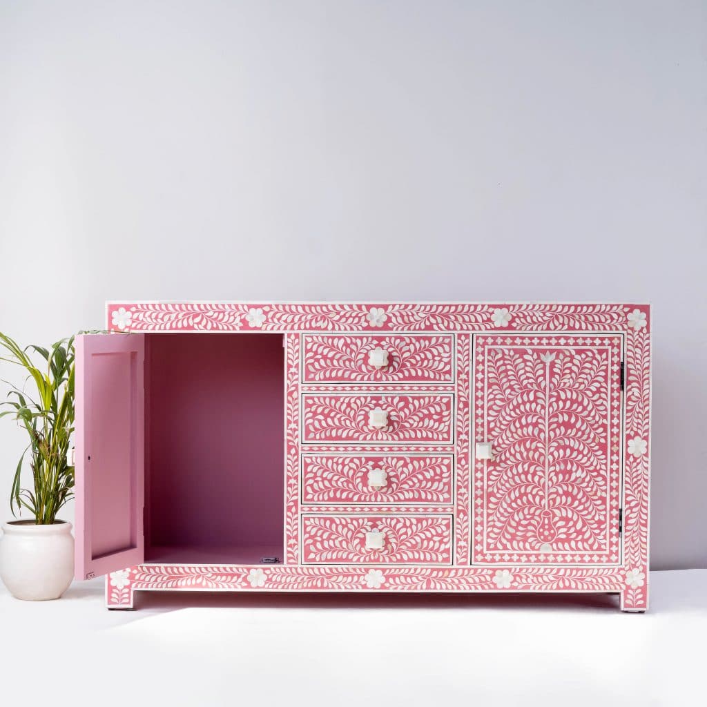 Pink Bone Inlay Sideboard - Chisel and Log