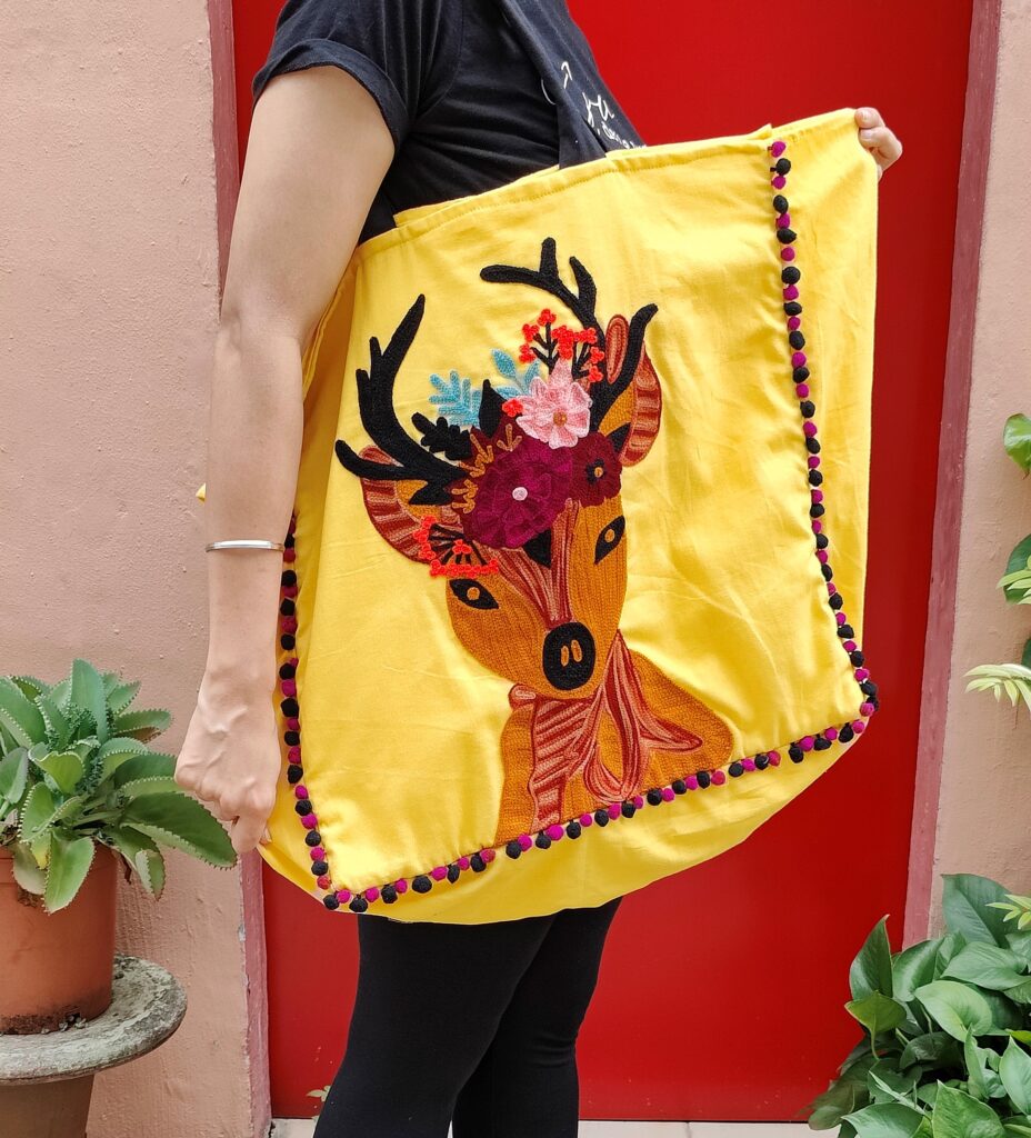 Deer Tote Bag Chisel and Log