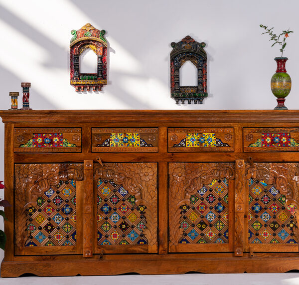 Hand Painted Tile Sideboard with Drawers