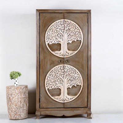 Tree of Life Carved Cupboard
