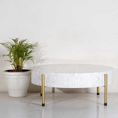 Mother of Pearl Coffee Table Golden Legs