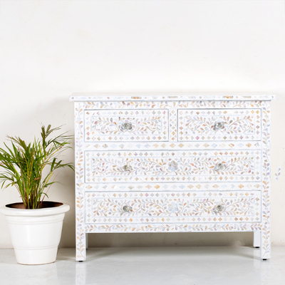 Mother of Pearl White Chest of Drawers