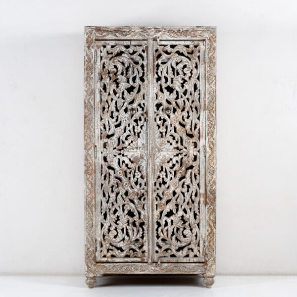 Carved Almirah (Distressed Finish)