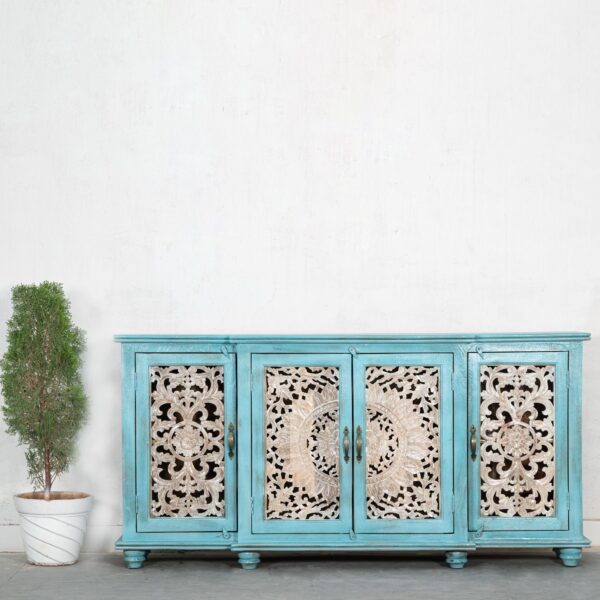 Carved Sideboard (Blue & White)