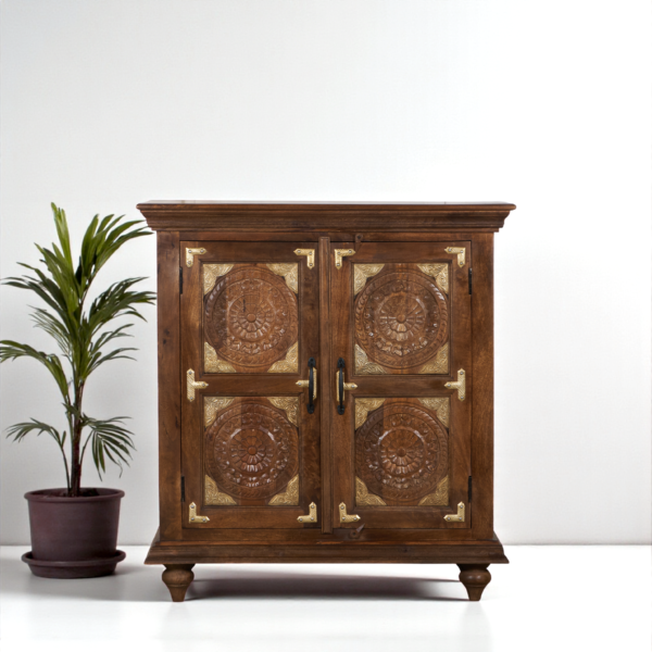 Carved Sideboard with Brass