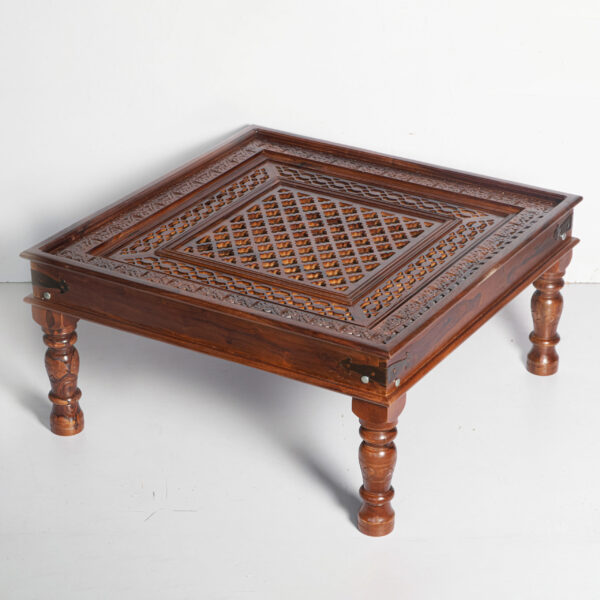 Carved Square Coffee Table Side