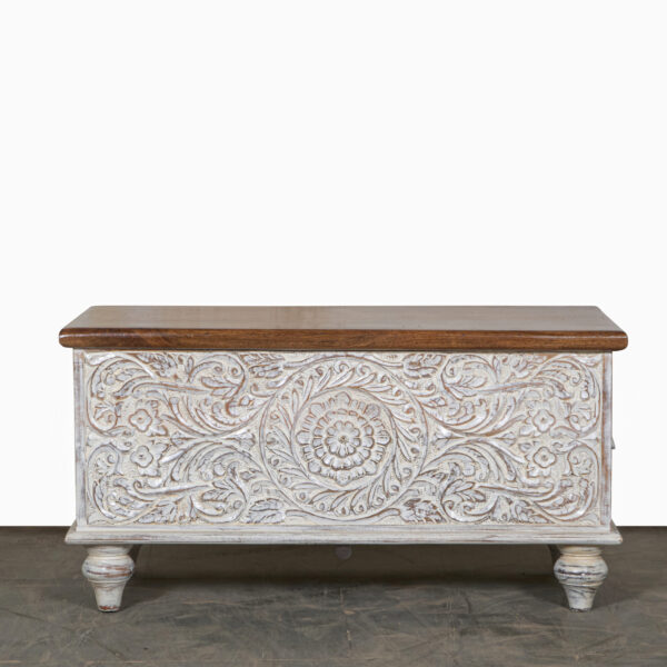 Carved Whitewash Pitara