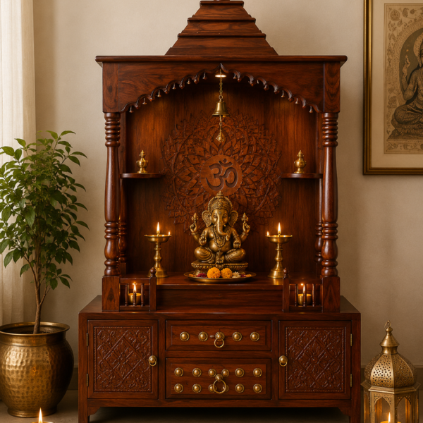 Carved Indian Altar with Wide Base